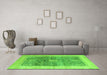 Machine Washable Abstract Green Modern Area Rugs in a Living Room,, wshabs4131grn