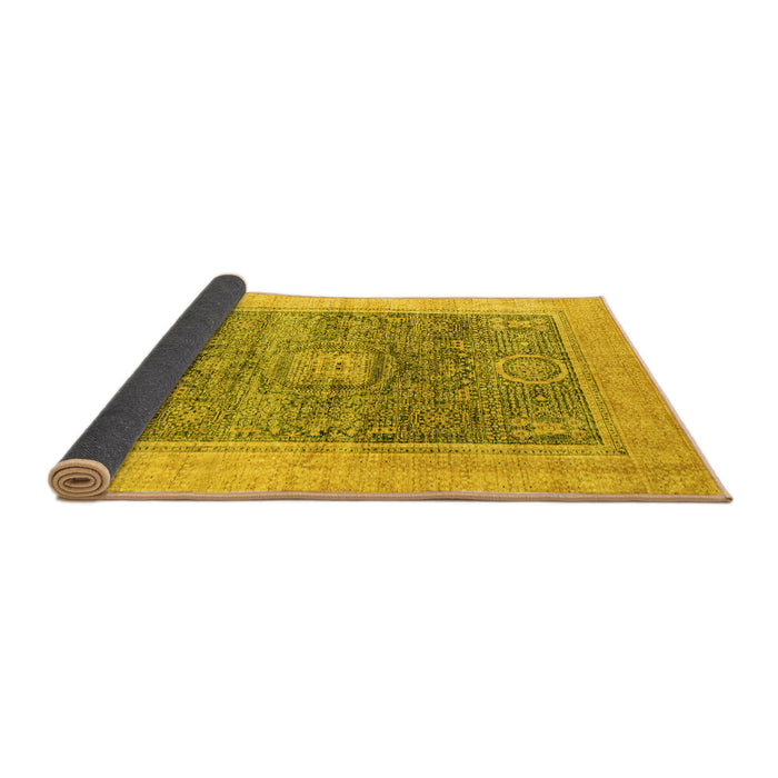 Sideview of Abstract Yellow Modern Rug, abs4131yw