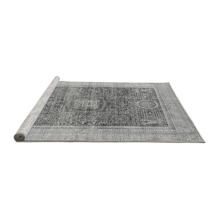 Sideview of Machine Washable Abstract Gray Modern Rug, wshabs4131gry