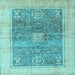 Square Abstract Light Blue Modern Rug, abs4131lblu