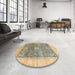 Round Abstract Brown Modern Rug in a Office, abs4131