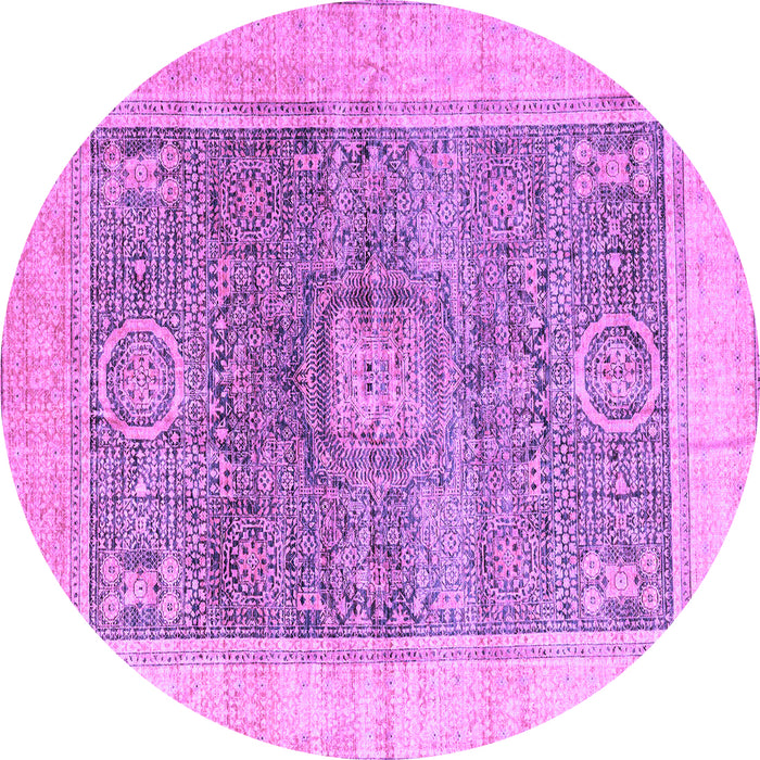 Round Abstract Purple Modern Rug, abs4131pur