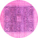 Round Abstract Pink Modern Rug, abs4131pnk