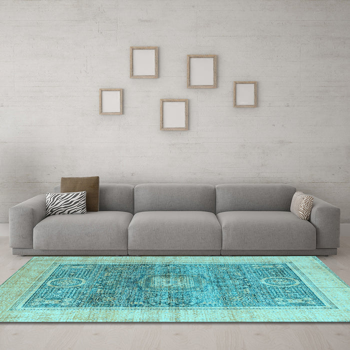 Machine Washable Abstract Light Blue Modern Rug in a Living Room, wshabs4131lblu