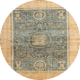 Round Abstract Brown Modern Rug, abs4131