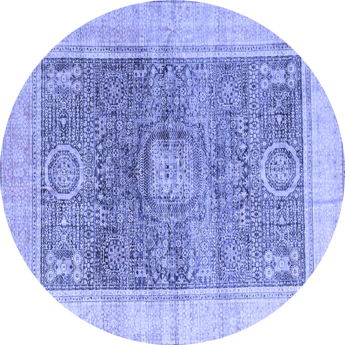 Round Abstract Blue Modern Rug, abs4131blu