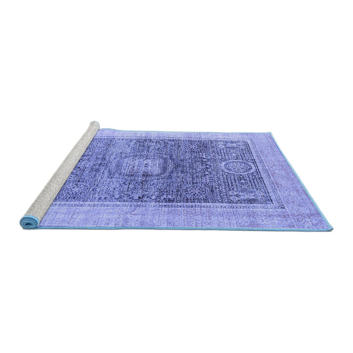 Sideview of Machine Washable Abstract Blue Modern Rug, wshabs4131blu