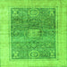 Square Machine Washable Abstract Green Modern Area Rugs, wshabs4131grn