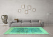 Machine Washable Abstract Turquoise Modern Area Rugs in a Living Room,, wshabs4131turq