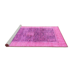 Sideview of Machine Washable Abstract Pink Modern Rug, wshabs4131pnk