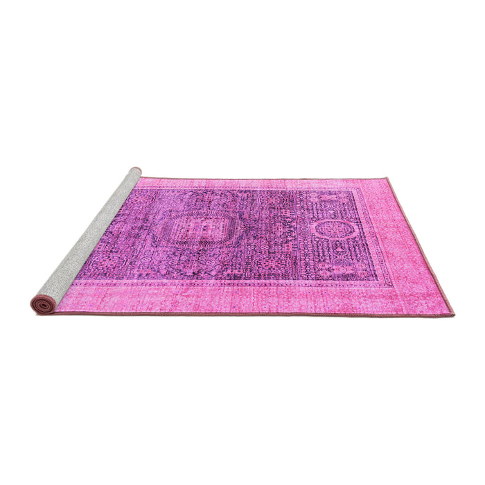 Sideview of Machine Washable Abstract Pink Modern Rug, wshabs4131pnk