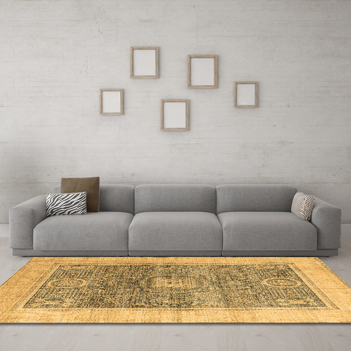 Machine Washable Abstract Brown Modern Rug in a Living Room,, wshabs4131brn