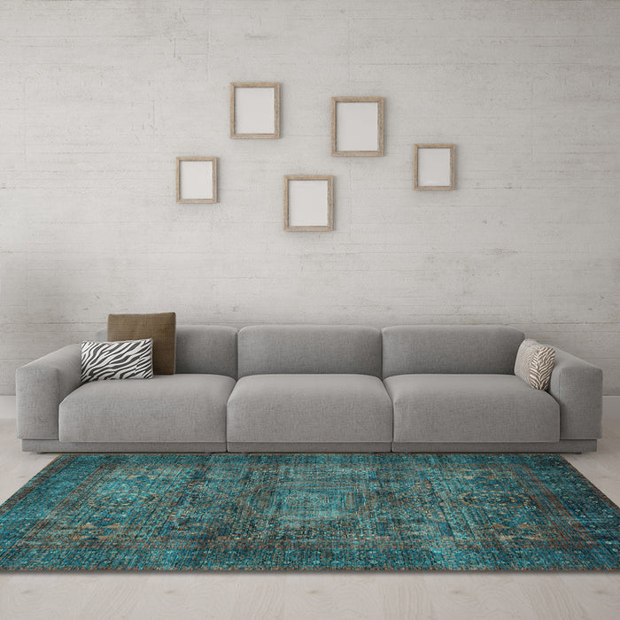 Machine Washable Abstract Light Blue Modern Rug in a Living Room, wshabs4132lblu