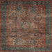 Square Machine Washable Abstract Red Brown Rug, wshabs4132