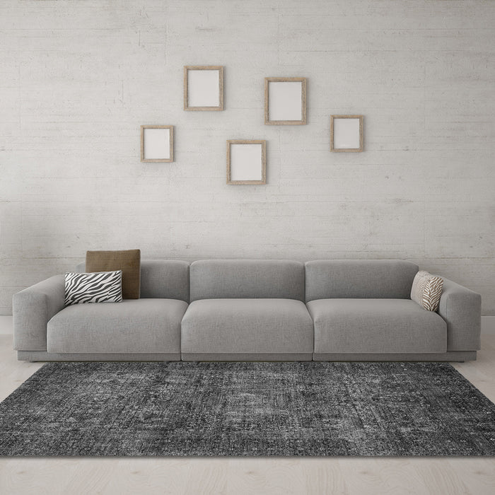 Machine Washable Abstract Gray Modern Rug in a Living Room,, wshabs4132gry