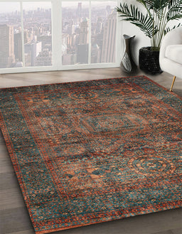 Abstract Red Brown Modern Rug in Family Room, abs4132