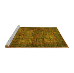 Sideview of Machine Washable Abstract Yellow Modern Rug, wshabs4132yw