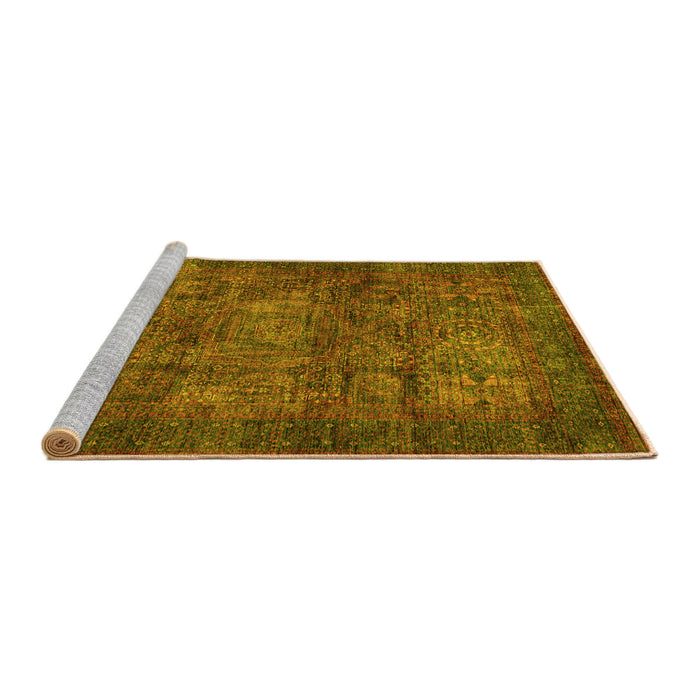 Sideview of Machine Washable Abstract Yellow Modern Rug, wshabs4132yw