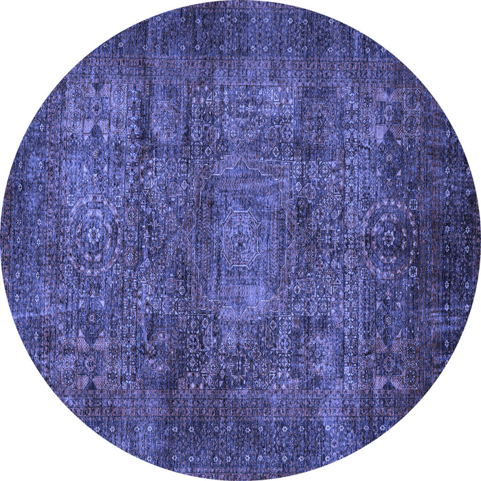 Round Abstract Blue Modern Rug, abs4132blu