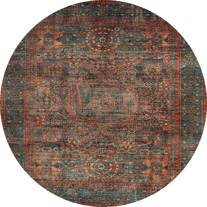 Round Machine Washable Abstract Red Brown Rug, wshabs4132