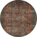 Round Abstract Red Brown Modern Rug, abs4132