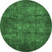 Round Abstract Emerald Green Modern Rug, abs4132emgrn