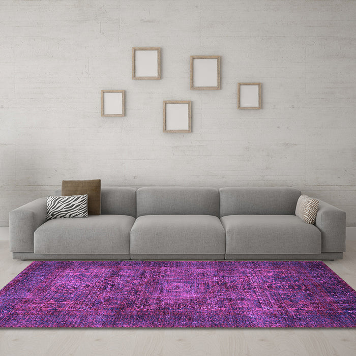 Machine Washable Abstract Purple Modern Area Rugs in a Living Room, wshabs4132pur