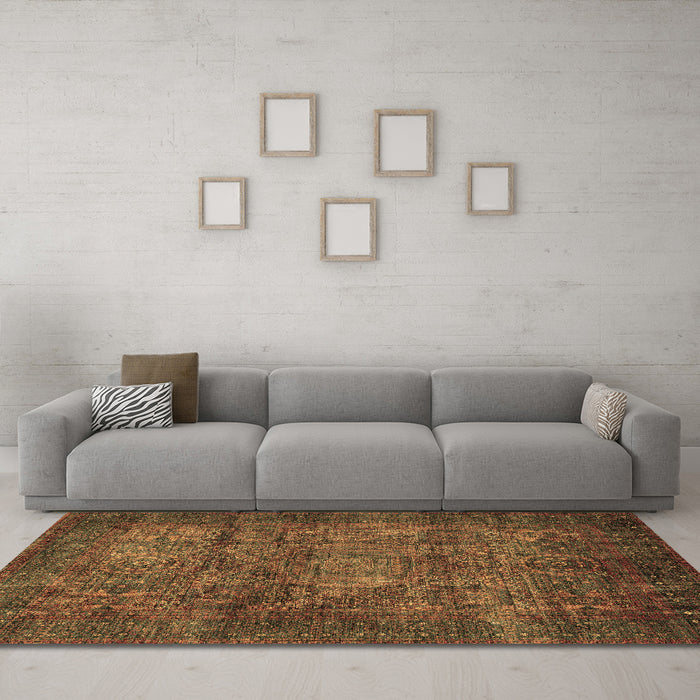 Machine Washable Abstract Brown Modern Rug in a Living Room,, wshabs4132brn