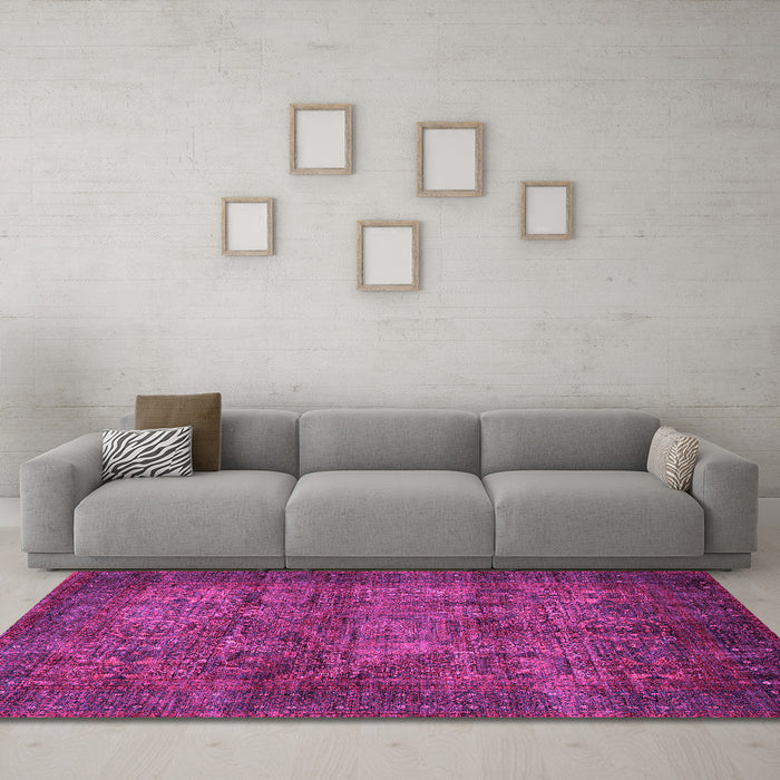 Machine Washable Abstract Pink Modern Rug in a Living Room, wshabs4132pnk
