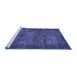 Sideview of Machine Washable Abstract Blue Modern Rug, wshabs4132blu