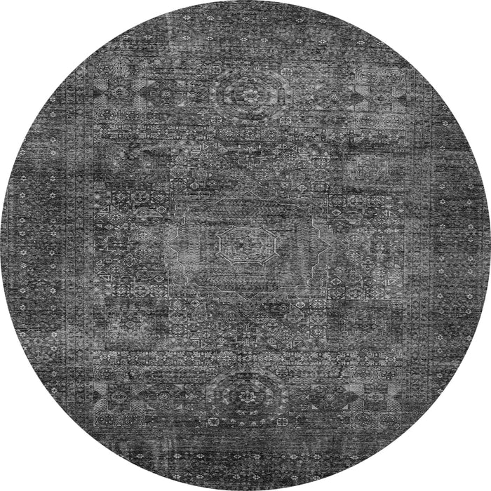 Round Machine Washable Abstract Gray Modern Rug, wshabs4132gry