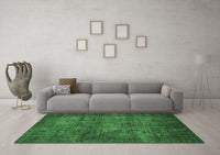 Machine Washable Abstract Emerald Green Modern Rug, wshabs4132emgrn