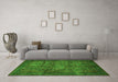 Machine Washable Abstract Green Modern Area Rugs in a Living Room,, wshabs4132grn