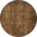 Round Machine Washable Abstract Brown Modern Rug, wshabs4132brn