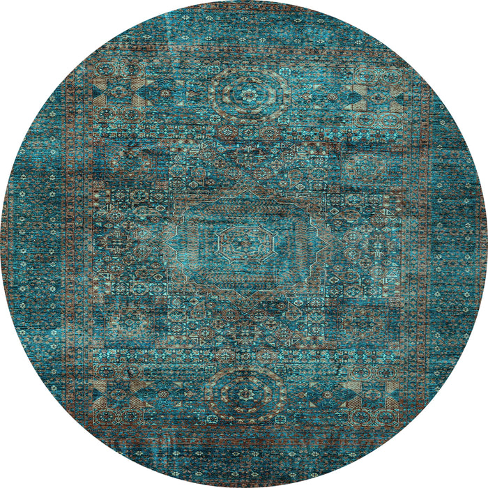 Round Machine Washable Abstract Light Blue Modern Rug, wshabs4132lblu