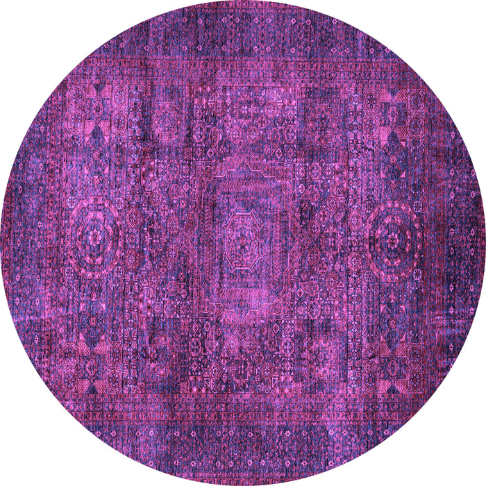 Round Machine Washable Abstract Purple Modern Area Rugs, wshabs4132pur
