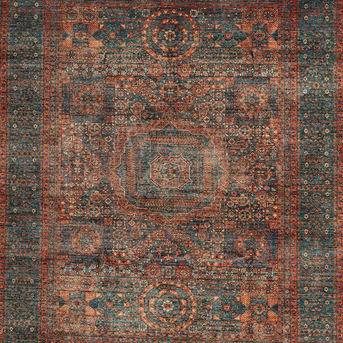 Machine Washable Abstract Red Brown Rug, wshabs4132