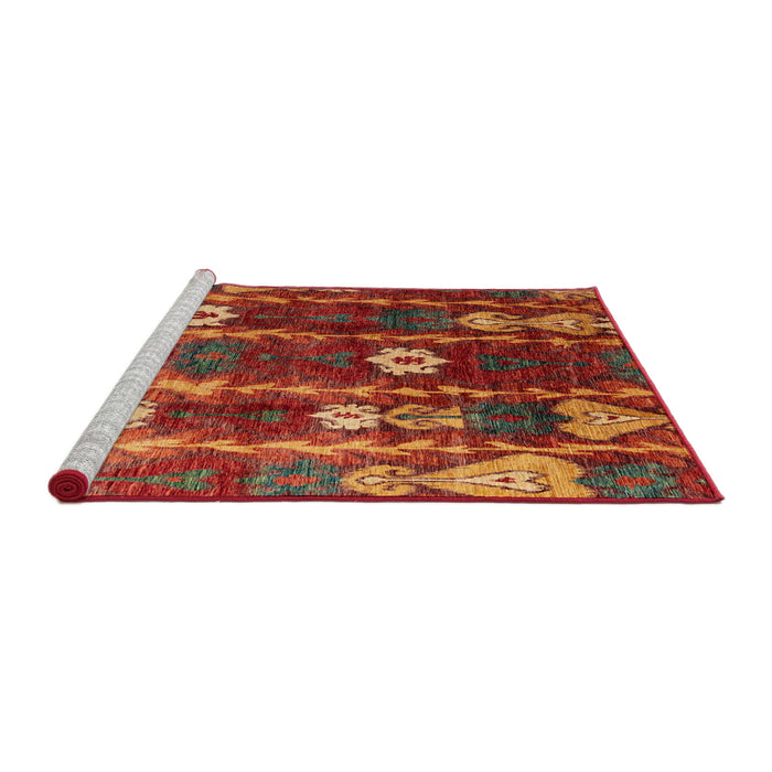 Sideview of Machine Washable Abstract Red Rug, wshabs4133