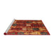 Sideview of Machine Washable Abstract Red Rug, wshabs4133