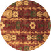 Round Abstract Brown Modern Rug, abs4133brn