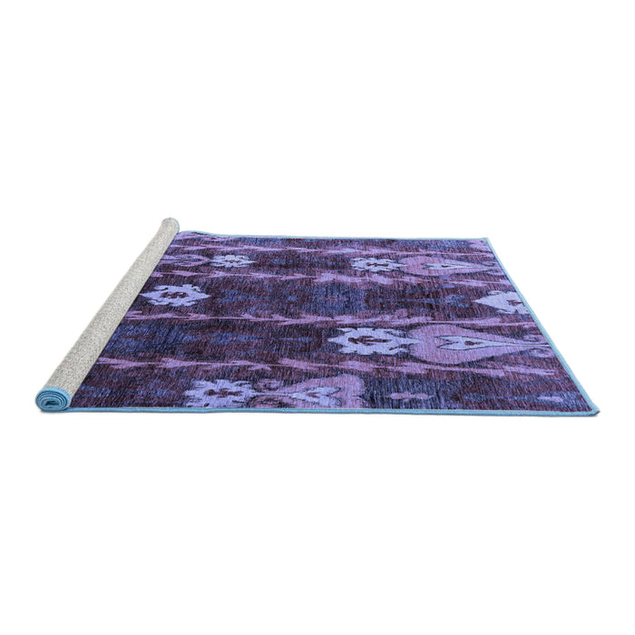 Sideview of Machine Washable Abstract Blue Modern Rug, wshabs4133blu