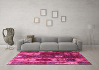 Machine Washable Abstract Pink Modern Rug, wshabs4133pnk