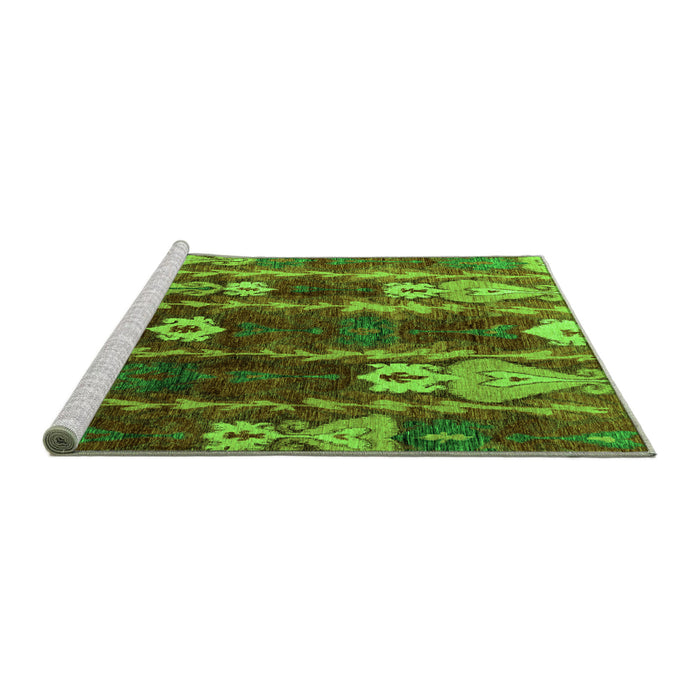 Sideview of Machine Washable Abstract Green Modern Area Rugs, wshabs4133grn