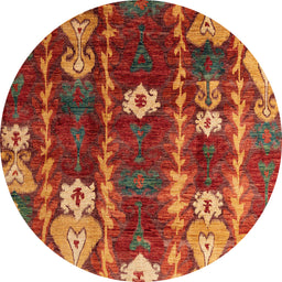 Round Machine Washable Abstract Red Rug, wshabs4133