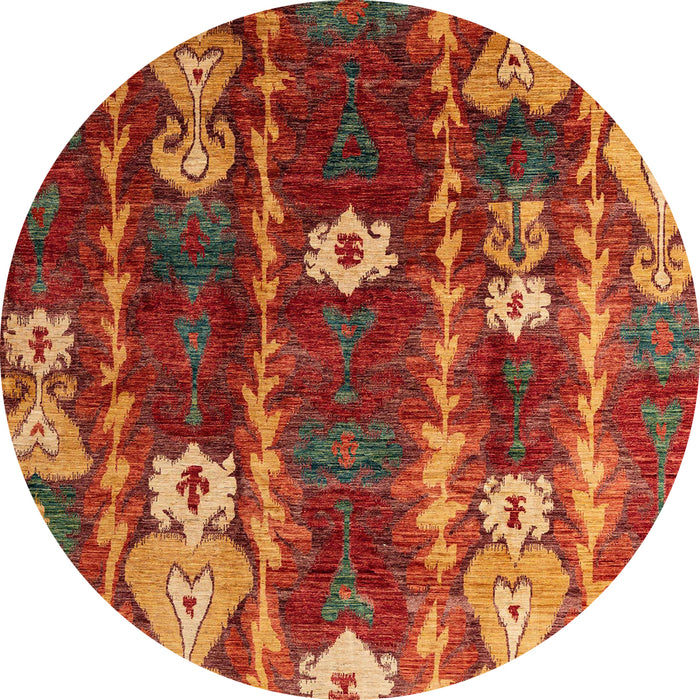 Round Machine Washable Abstract Red Rug, wshabs4133