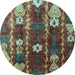 Round Machine Washable Abstract Light Blue Modern Rug, wshabs4133lblu