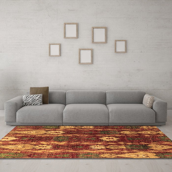 Machine Washable Abstract Brown Modern Rug in a Living Room,, wshabs4133brn
