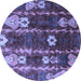 Round Abstract Blue Modern Rug, abs4133blu