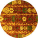 Round Abstract Yellow Modern Rug, abs4133yw