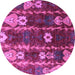 Round Machine Washable Abstract Purple Modern Area Rugs, wshabs4133pur